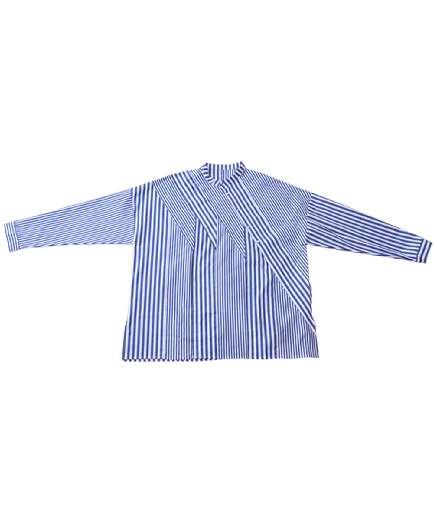 Striped pattern switching pullover Ladies shirt