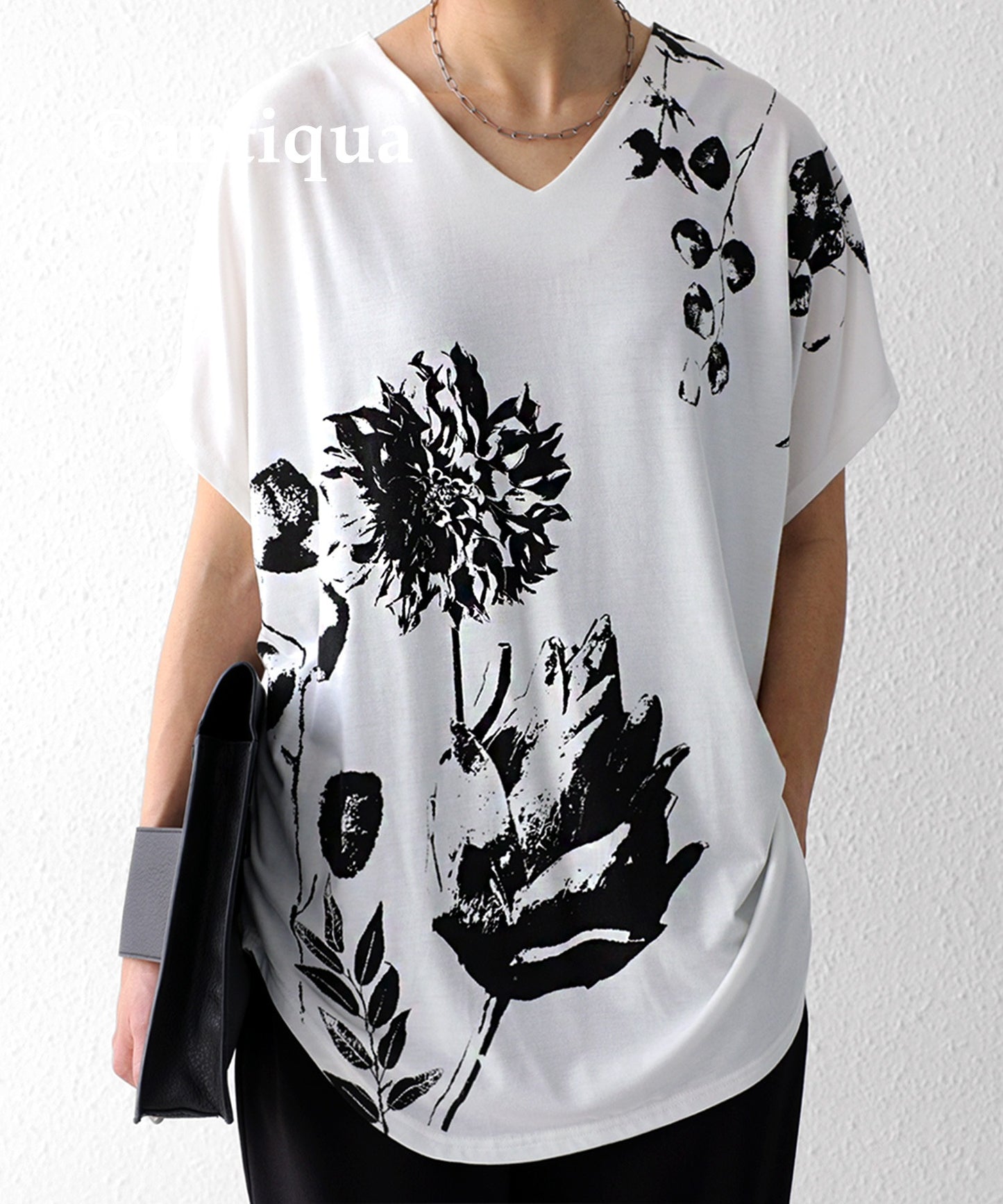 Dolman sleeve Ladies Tops Short Sleeve Floral pattern