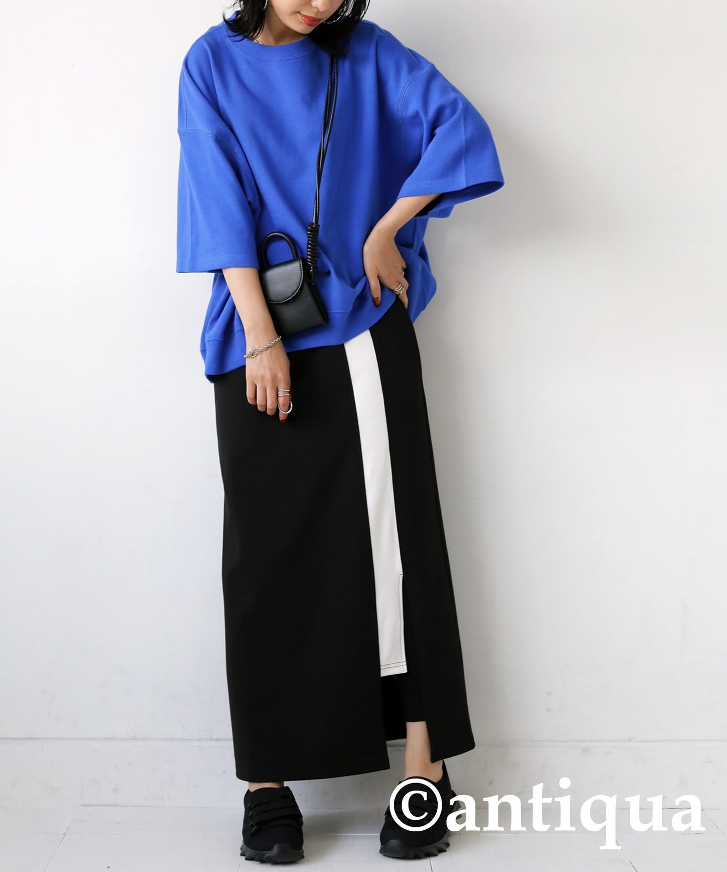 Ponte fabric Ladies Long skirt bicolor