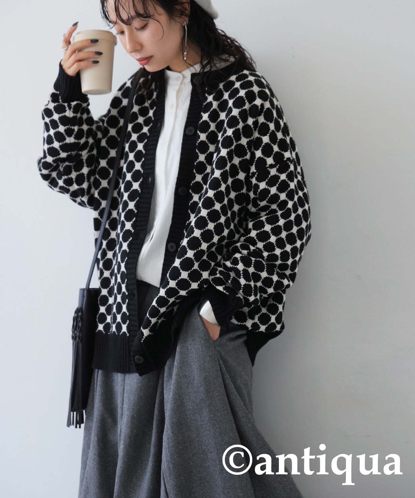 Retro Dot Cardigan Ladies