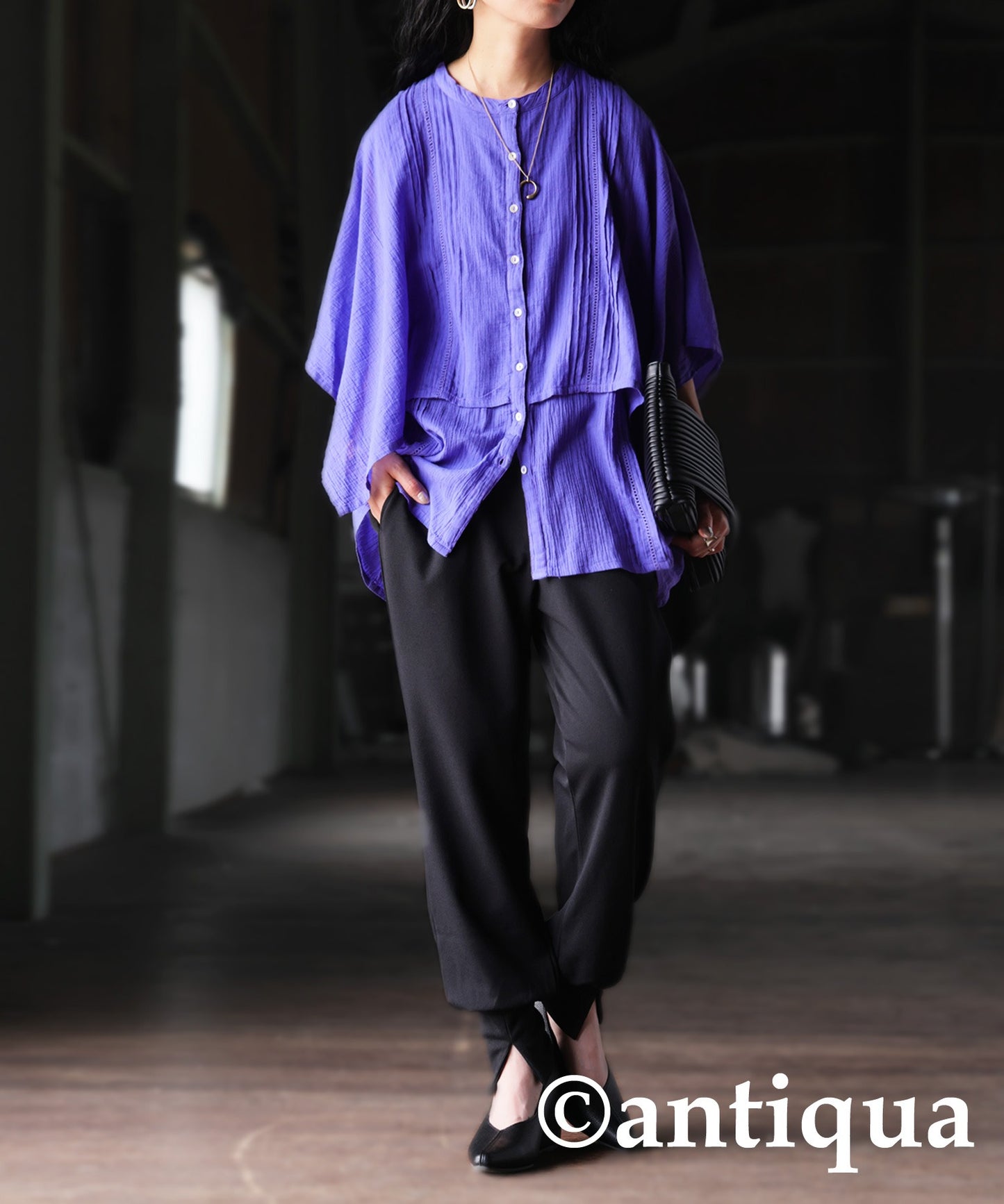 Hem Rib slit Ladies Pants Long Bottoms