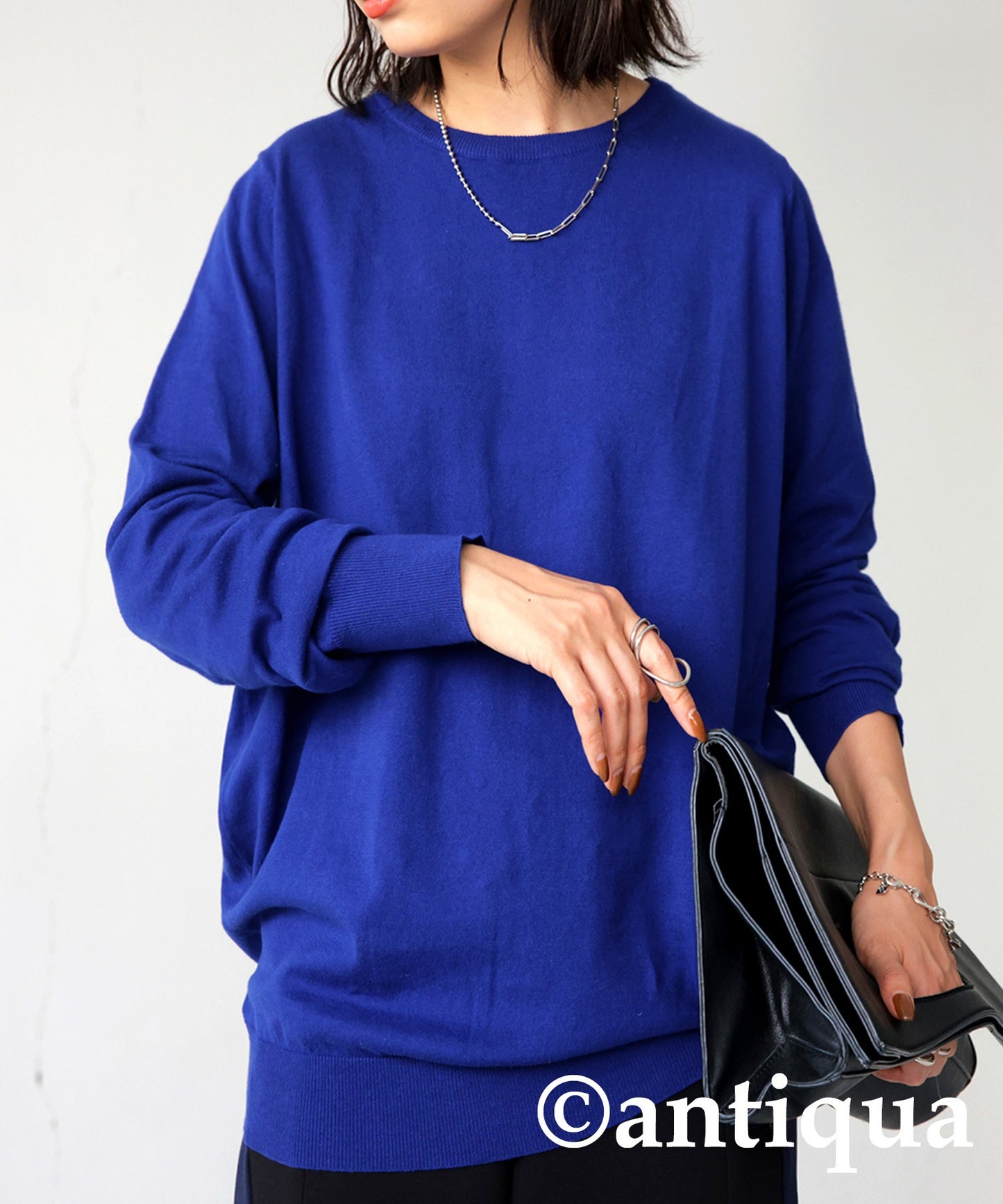 Crew neck plain knitting Ladies Tops Sweater