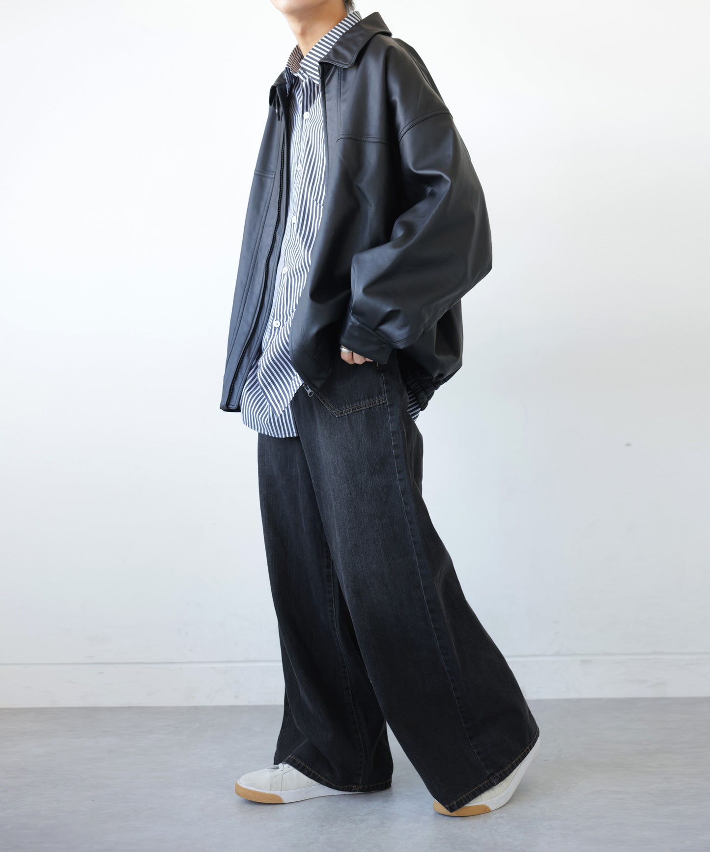 Wide denim pants Men's