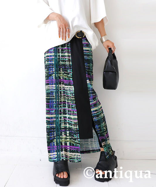 Art pattern color line skirt Ladies