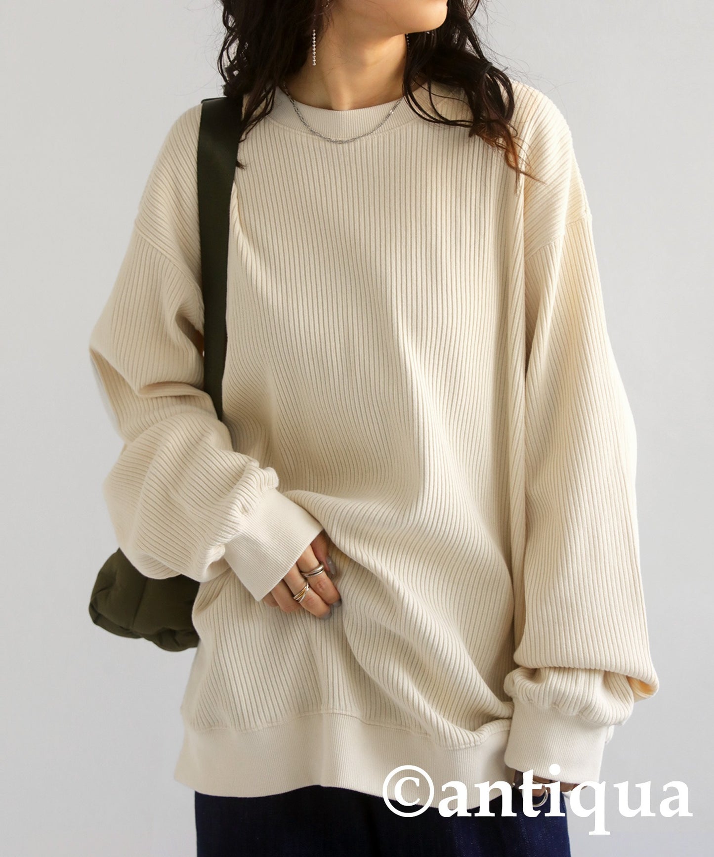 100%cotton rib pullover Ladies