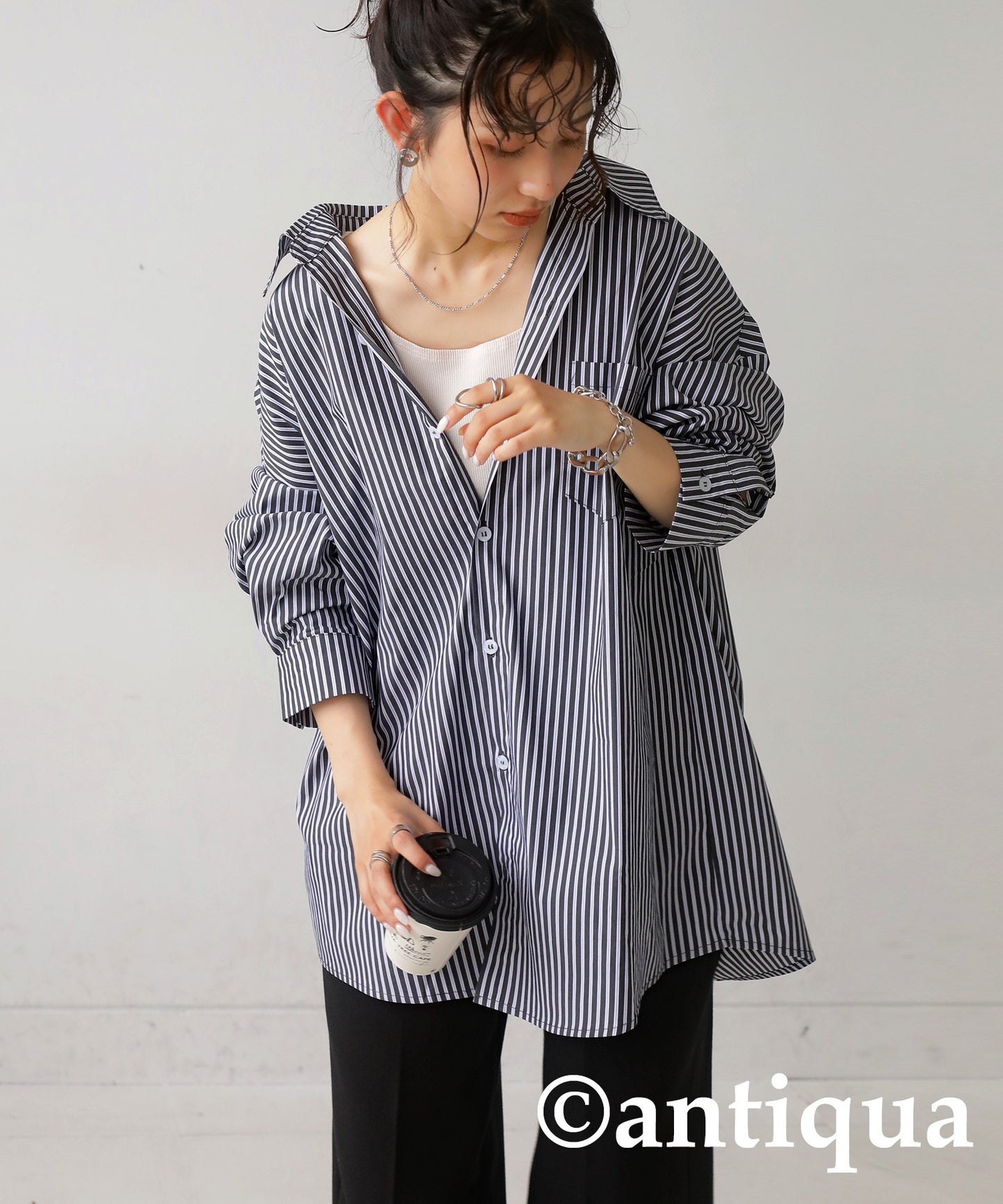 Over-Size Striped Shirt Ladies