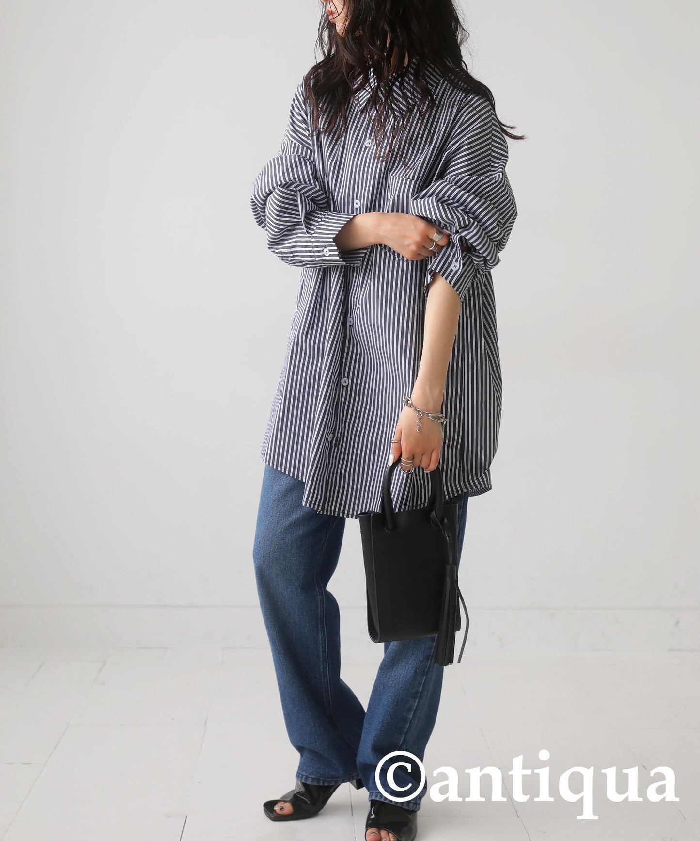 Over-Size Striped Shirt Ladies