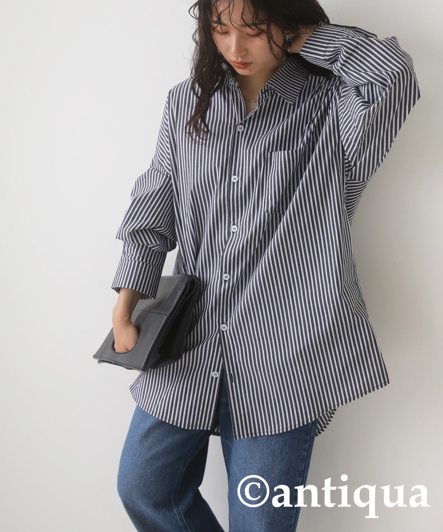 Over-Size Striped Shirt Ladies