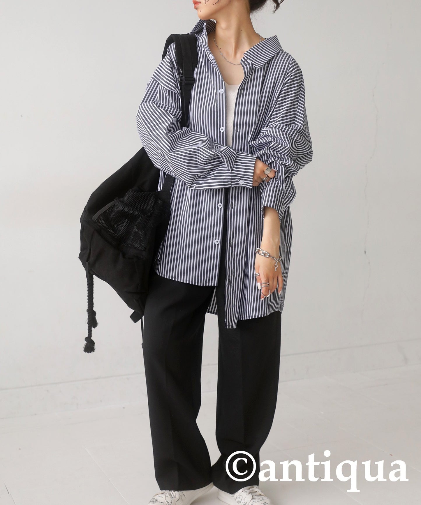 Over-Size Striped Shirt Ladies