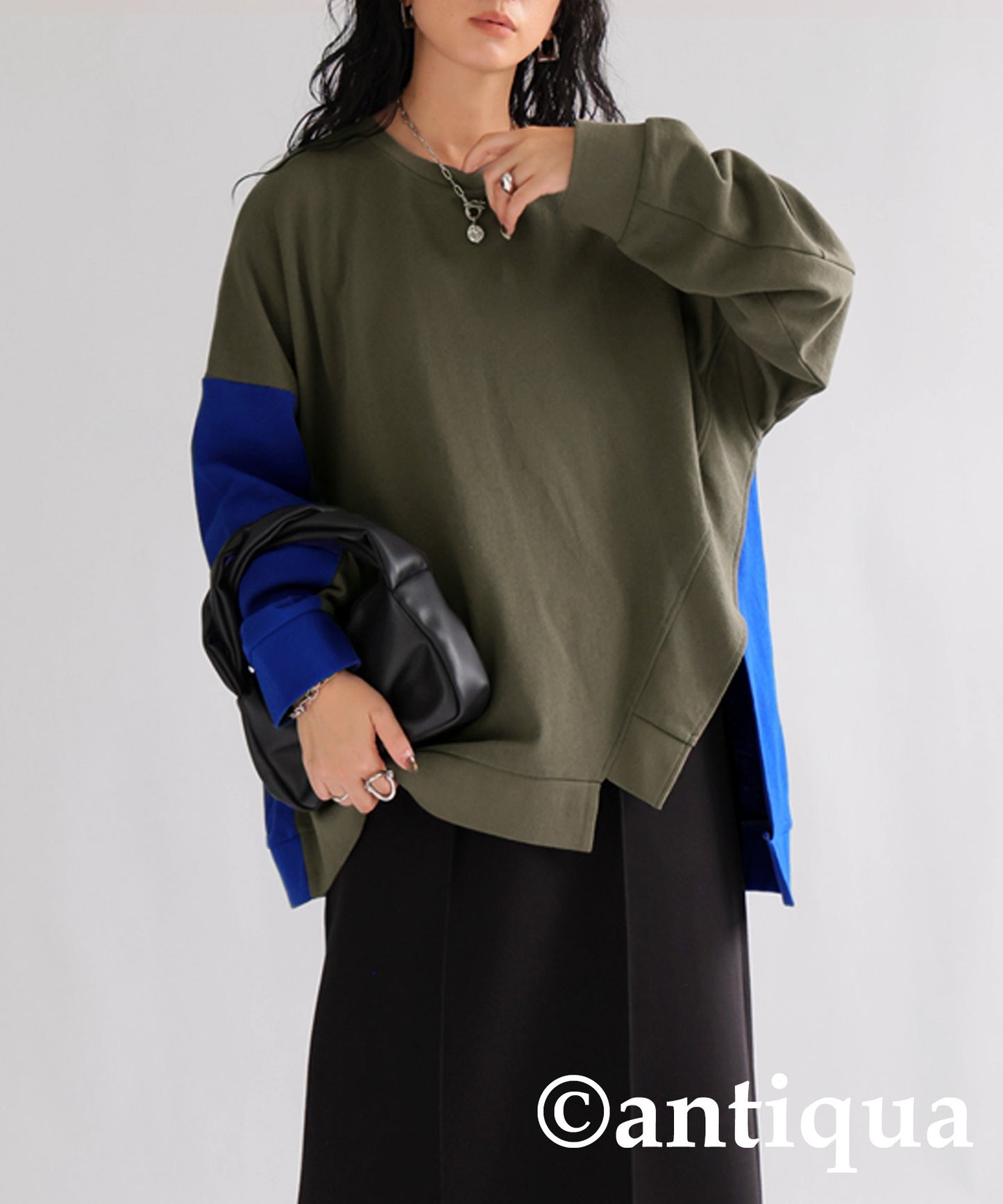 Bicolor Asymmetric Design Pullover Ladies