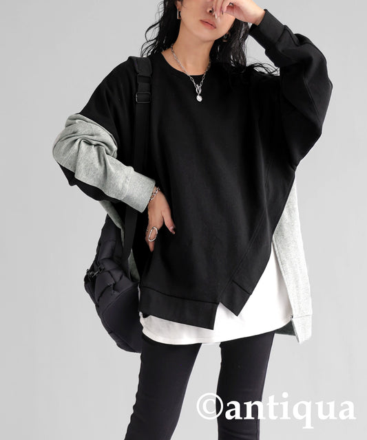 Bicolor Asymmetric Design Pullover Ladies