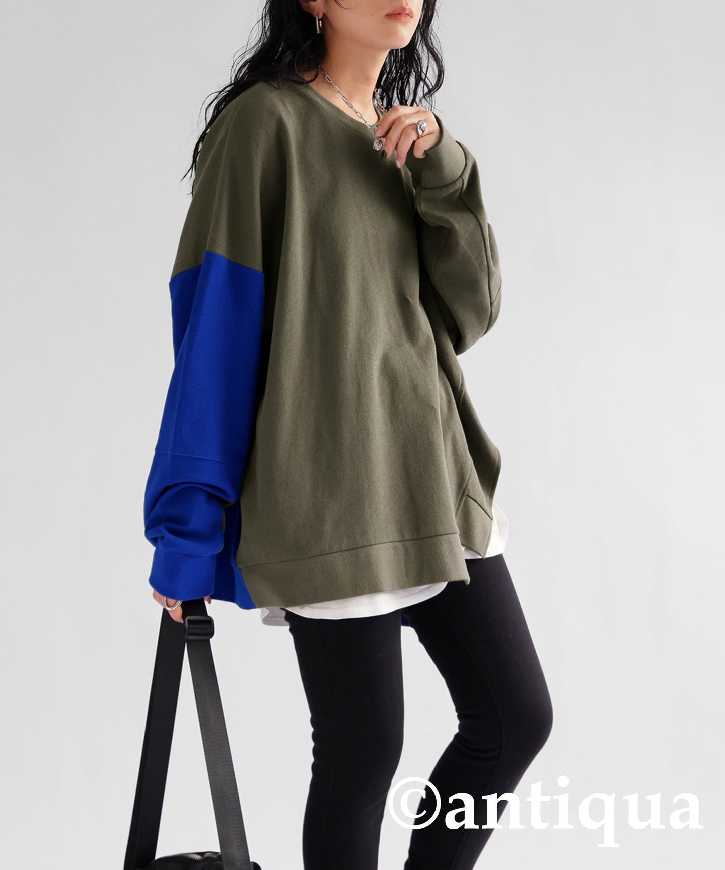 Bicolor Asymmetric Design Pullover Ladies