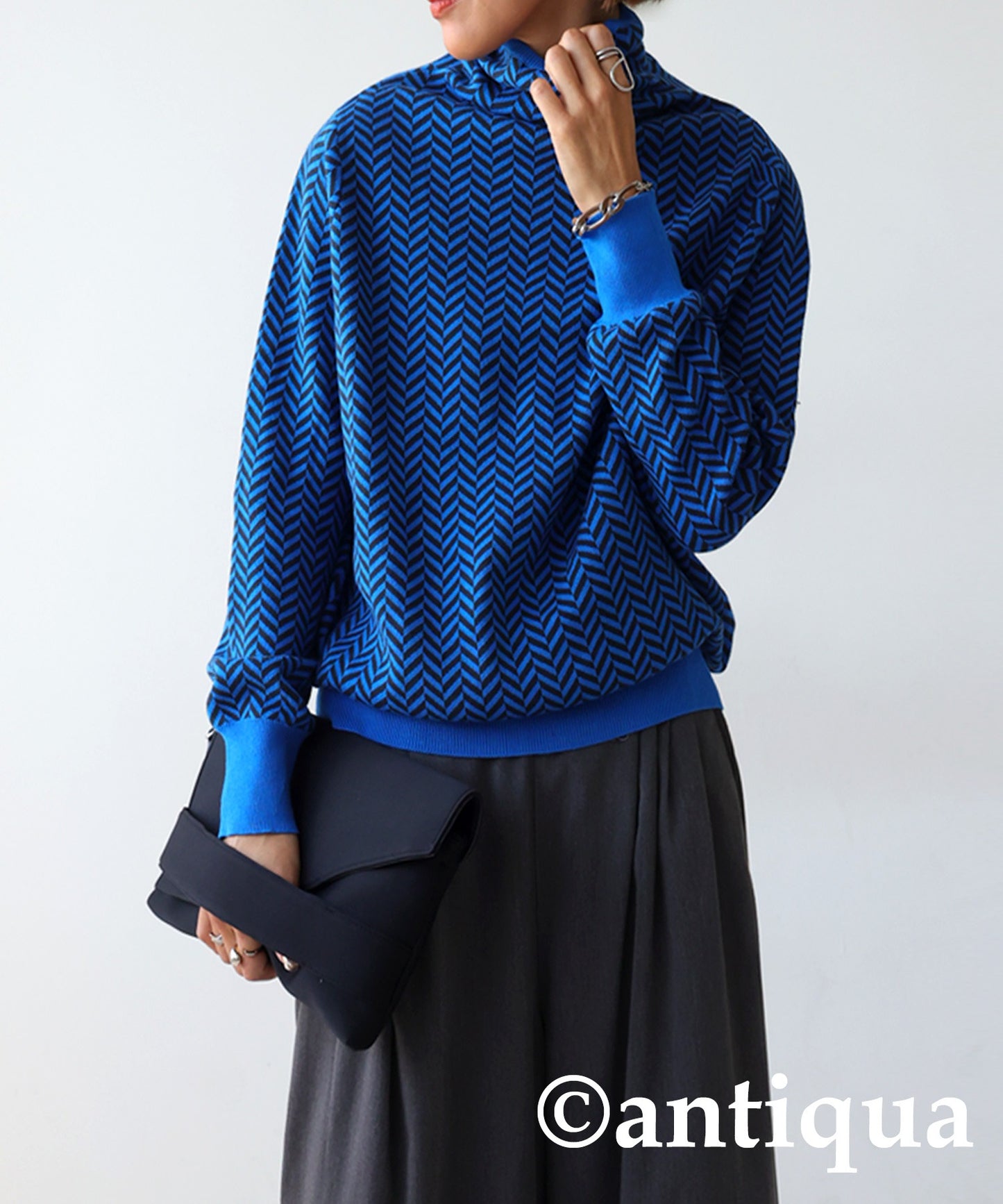 Herringbone turtleneck knit Ladies