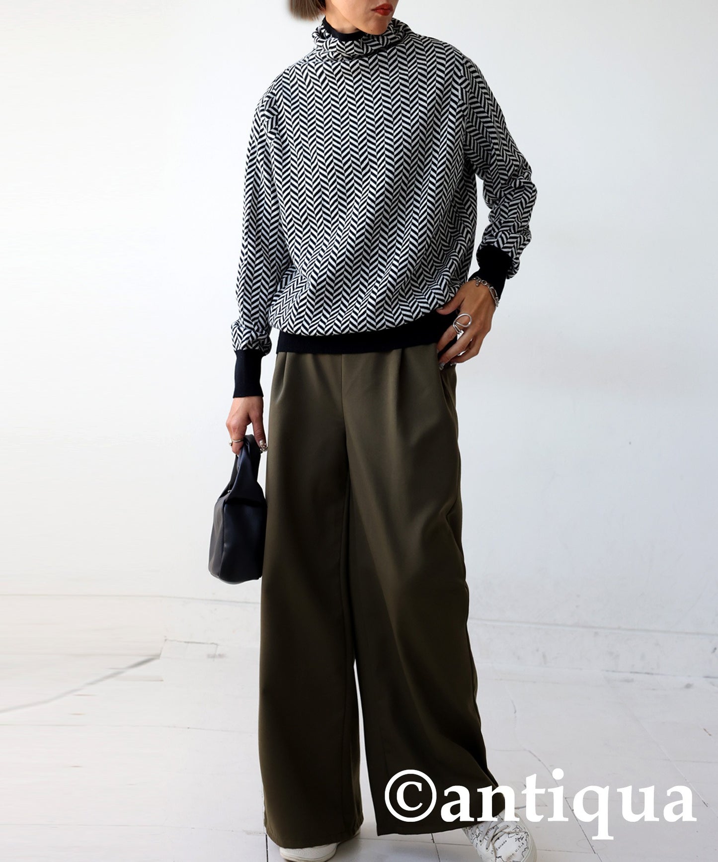 Herringbone turtleneck knit Ladies