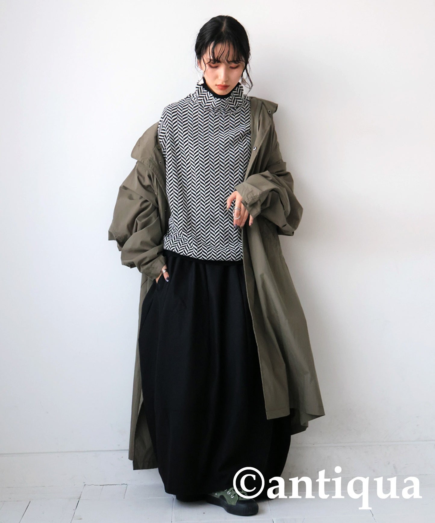 Herringbone turtleneck knit Ladies