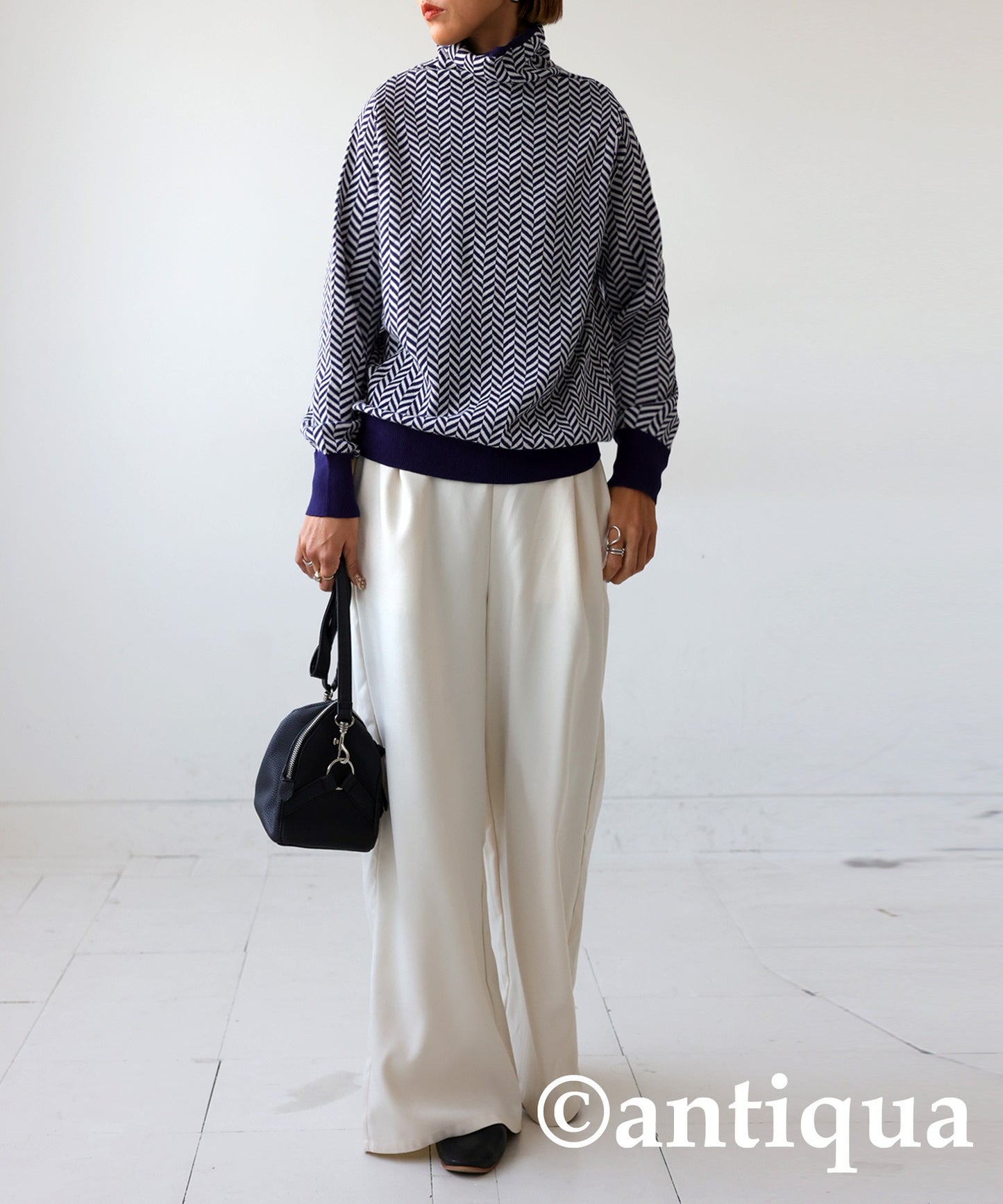 Herringbone turtleneck knit Ladies