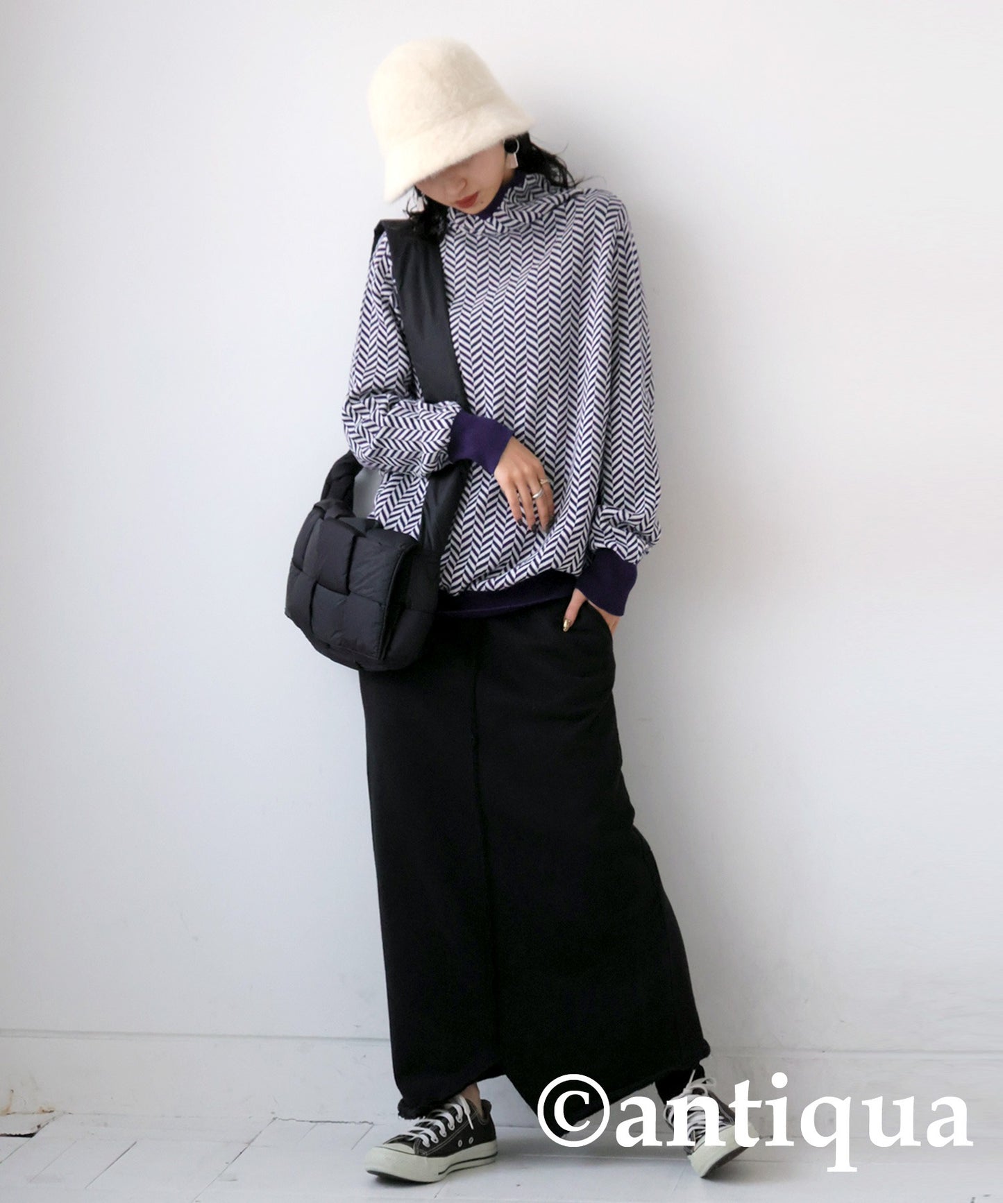 Herringbone turtleneck knit Ladies