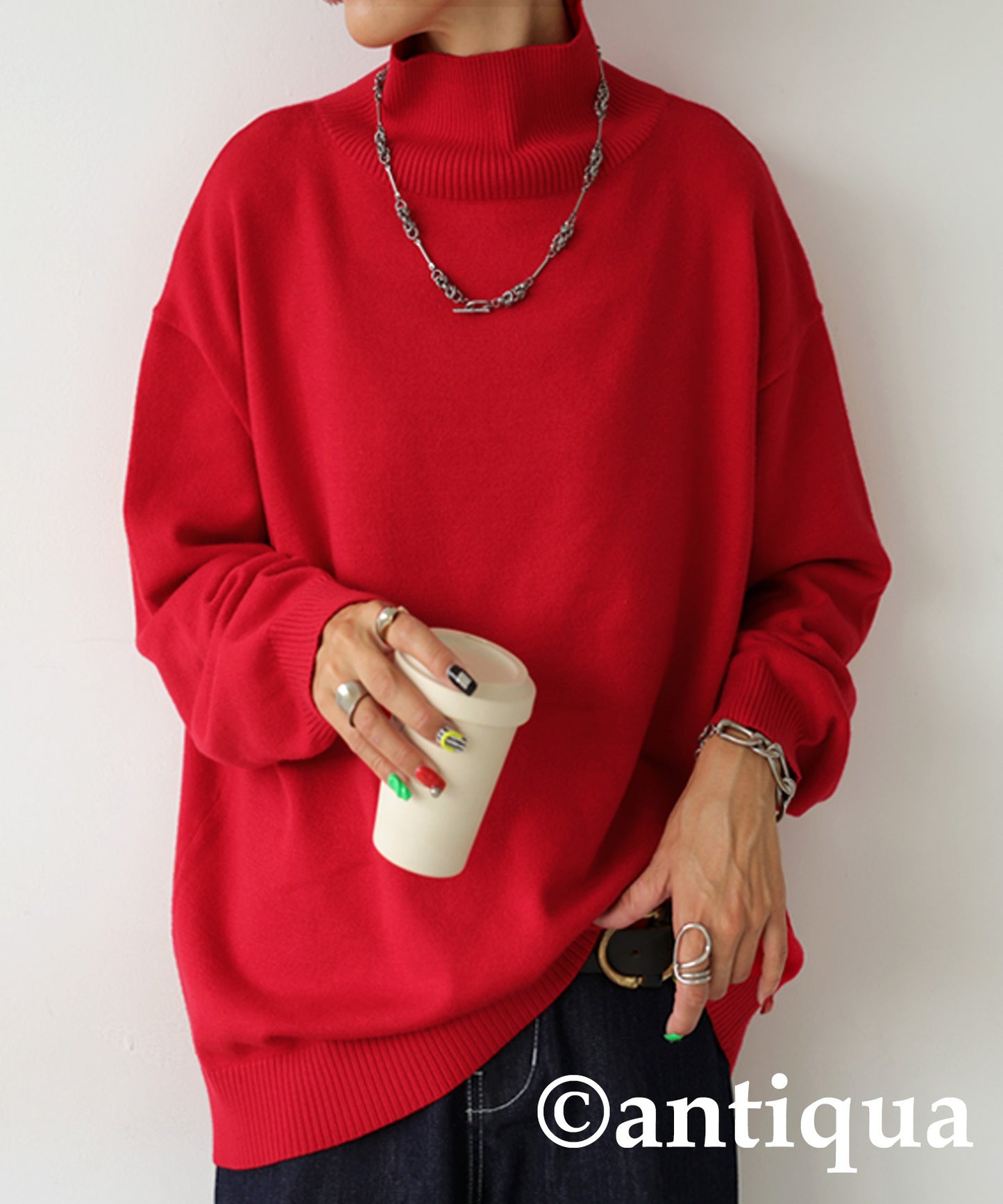 High neck fine gauge knit Ladies