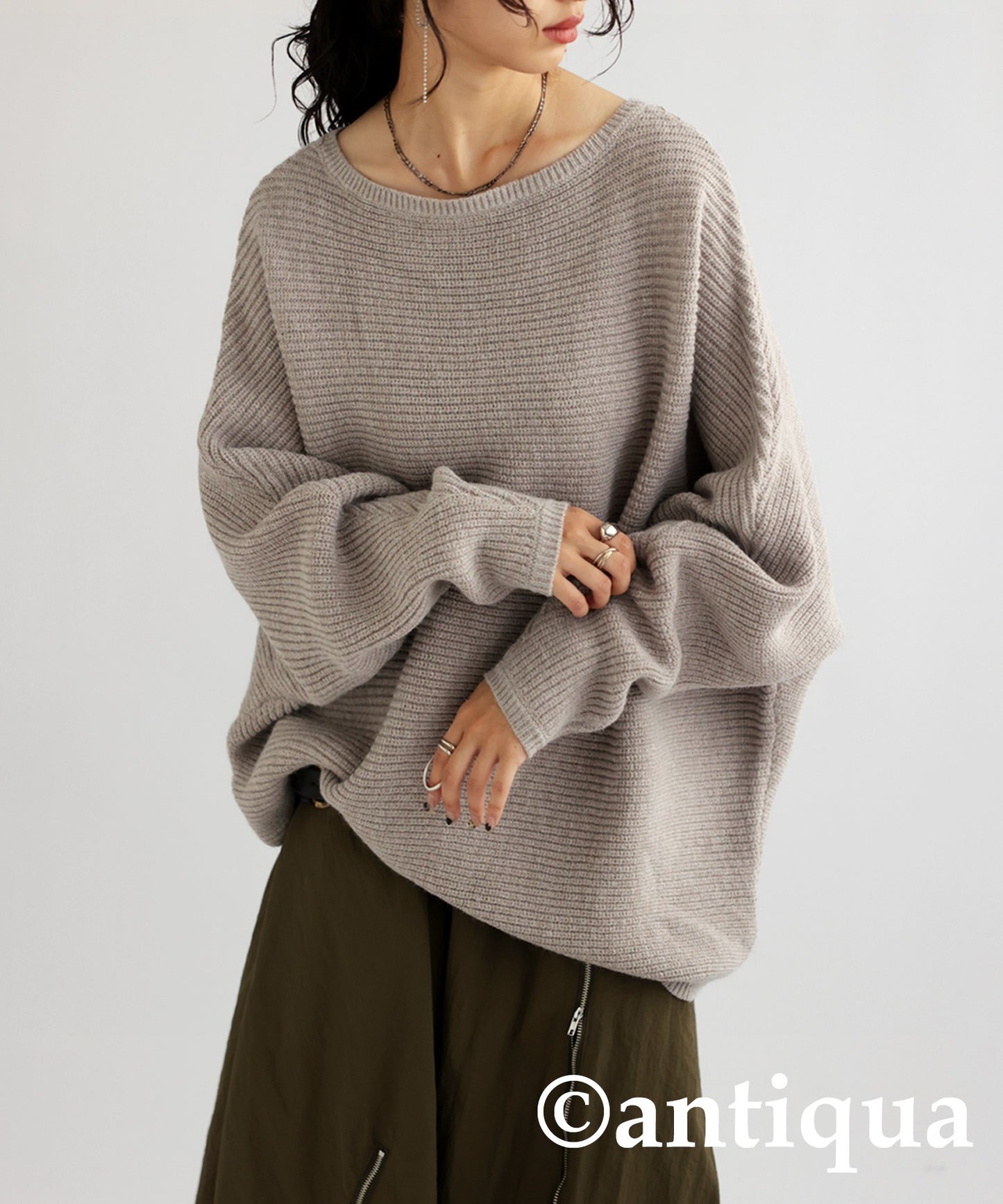 Boat neck Dolman knit tops Ladies