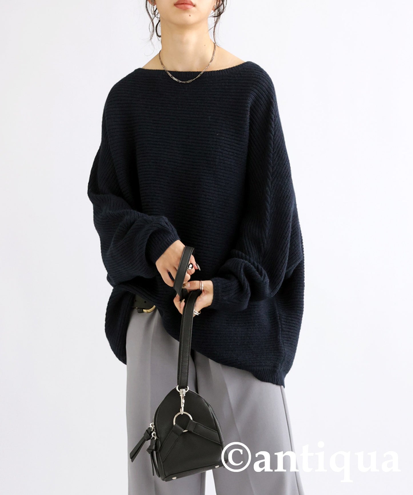 Boat neck Dolman knit tops Ladies