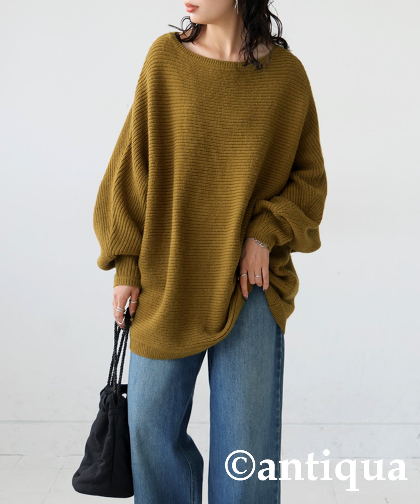 Boat neck Dolman knit tops Ladies