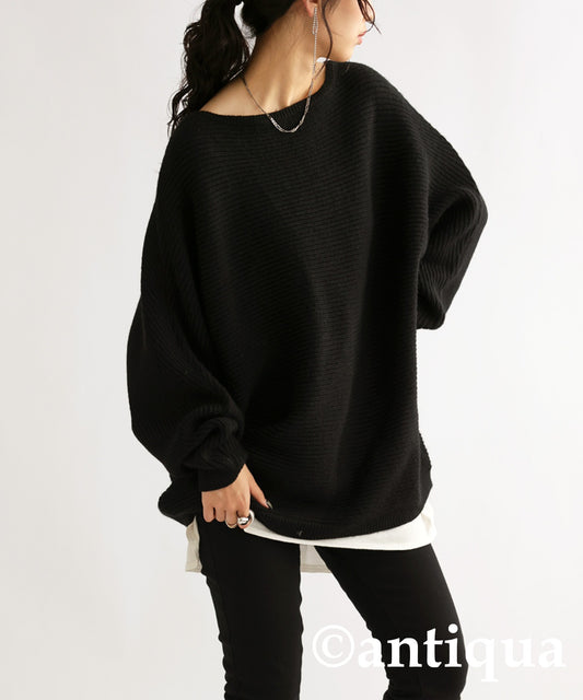 Boat neck Dolman knit tops Ladies