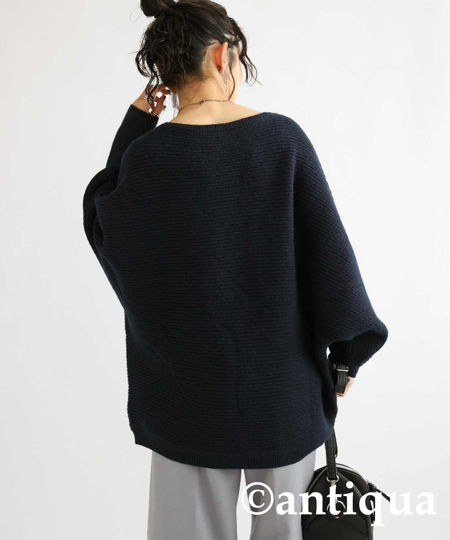 Boat neck Dolman knit tops Ladies