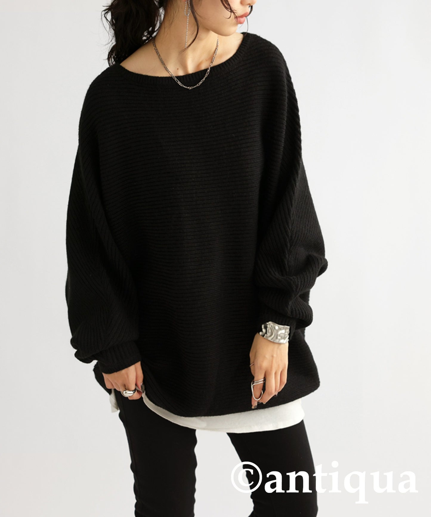 Boat neck Dolman knit tops Ladies