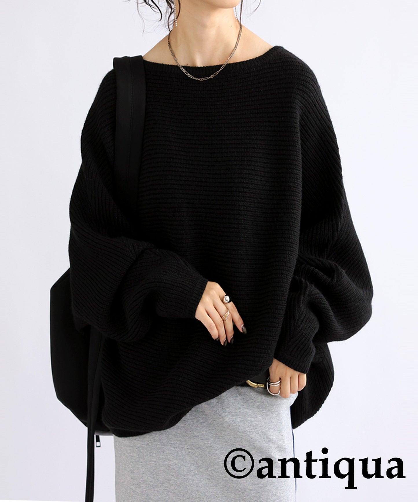 Boat neck Dolman knit tops Ladies