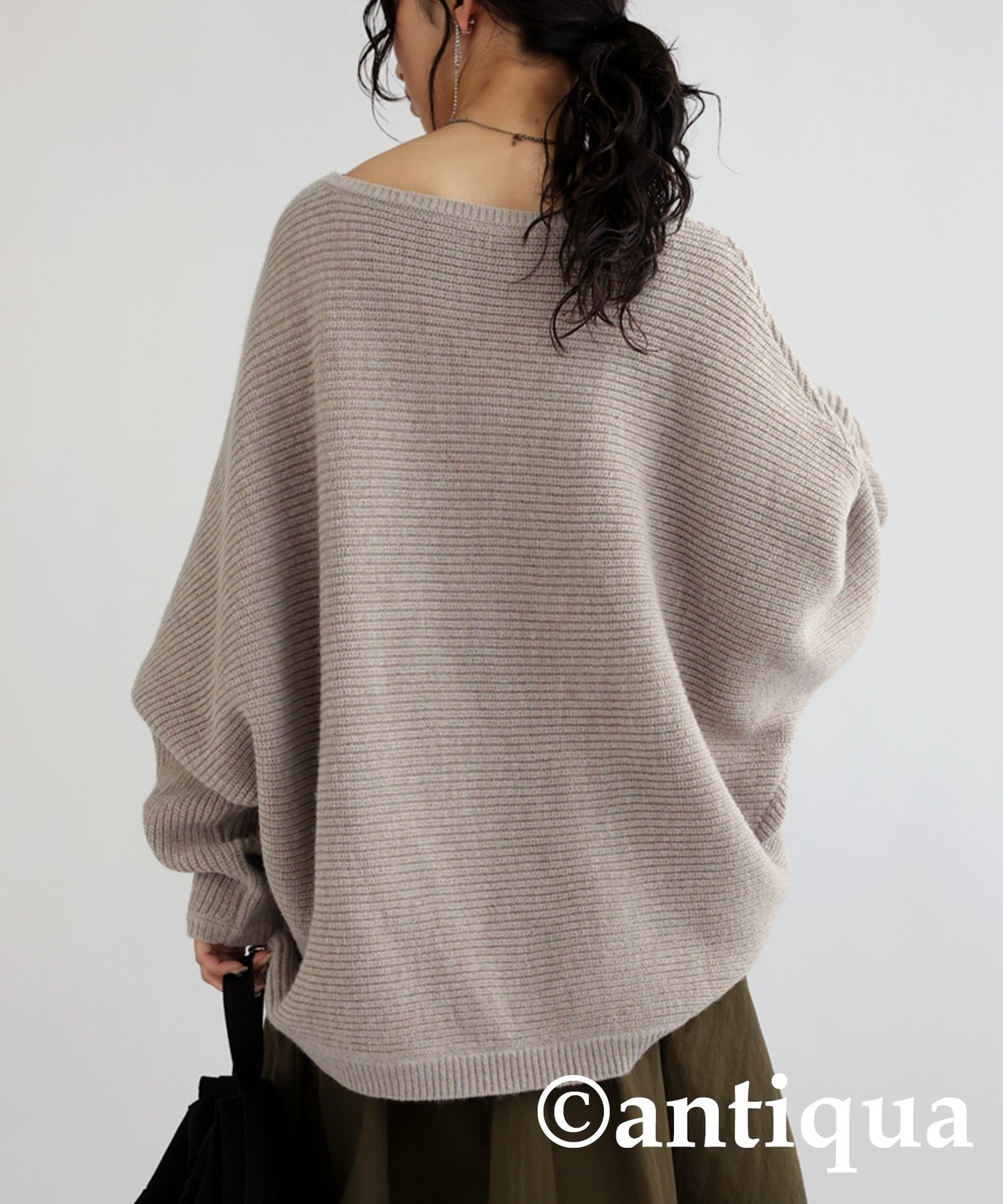 Boat neck Dolman knit tops Ladies