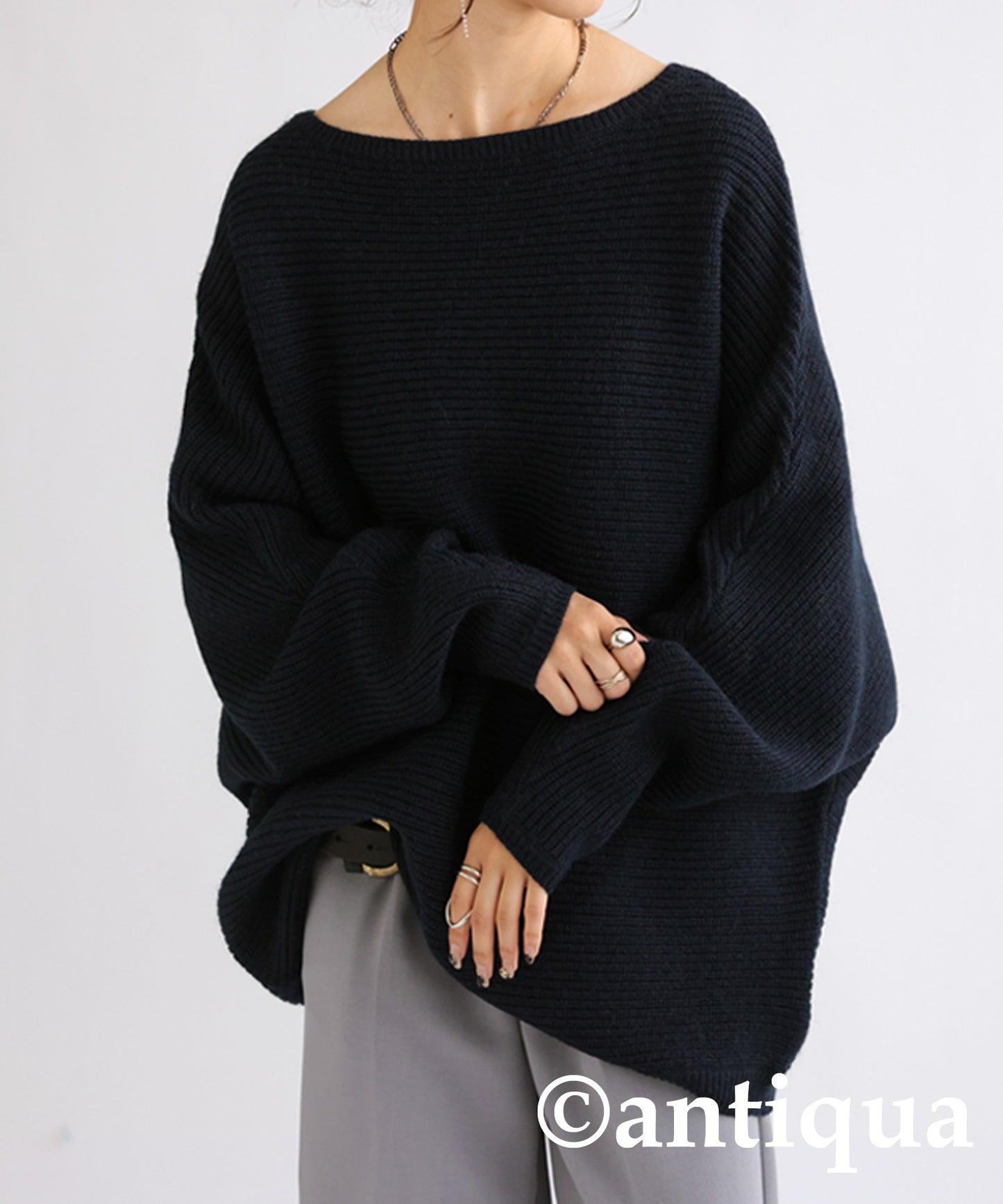 Boat neck Dolman knit tops Ladies