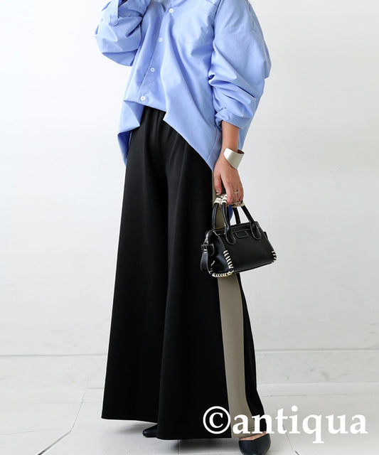 Line color wide pants Ladies