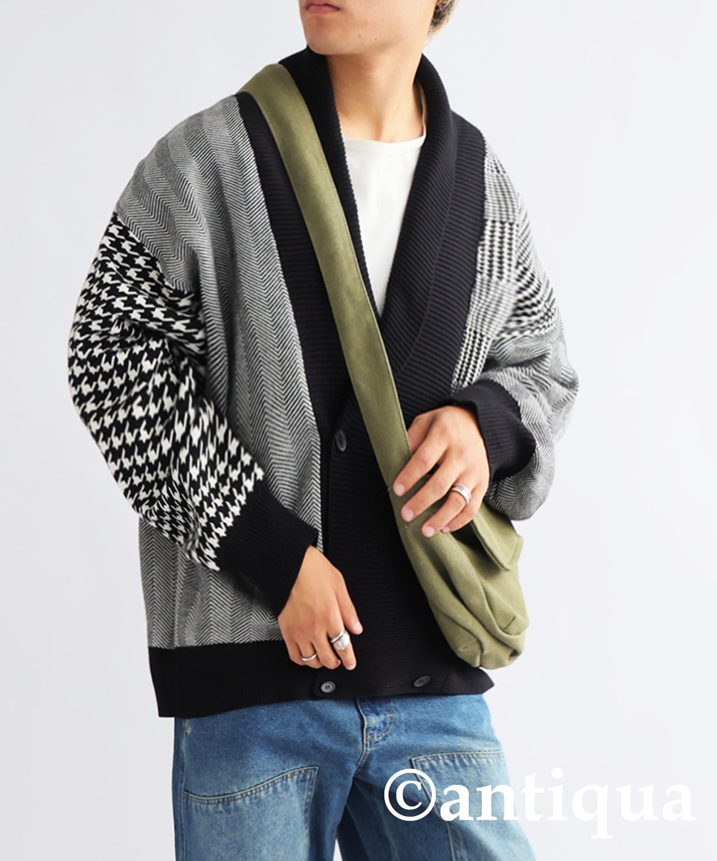 Houndstooth Pattern Docking Cardigan Men's