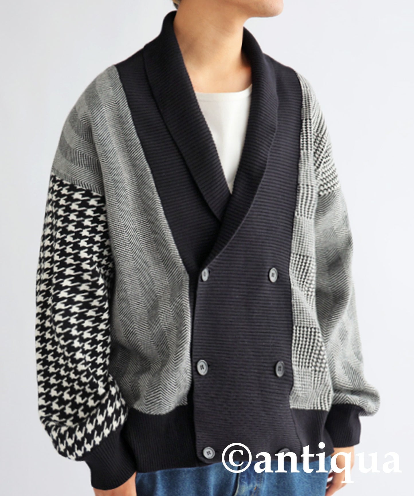 Houndstooth Pattern Docking Cardigan Men's