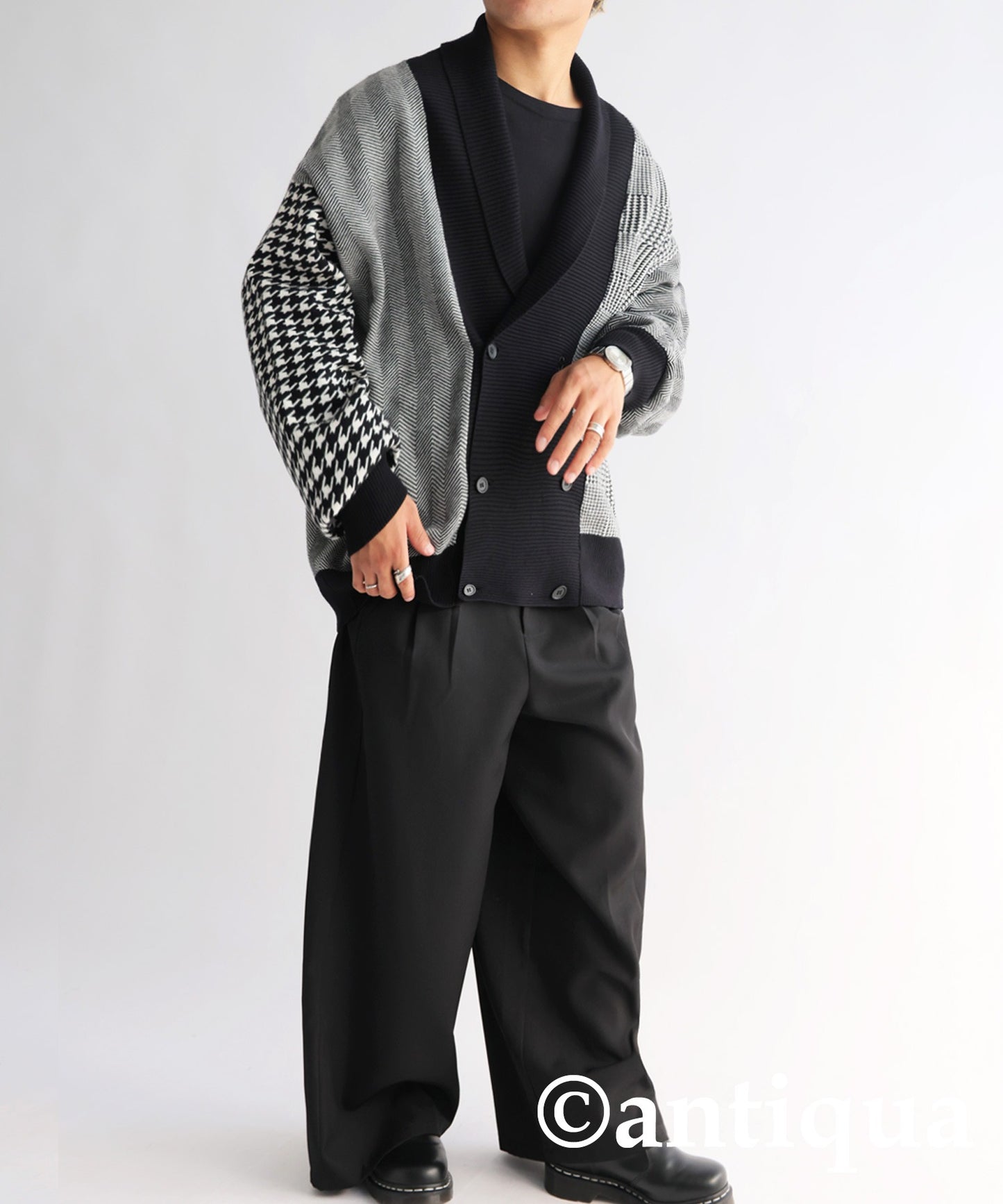 Houndstooth Pattern Docking Cardigan Men's