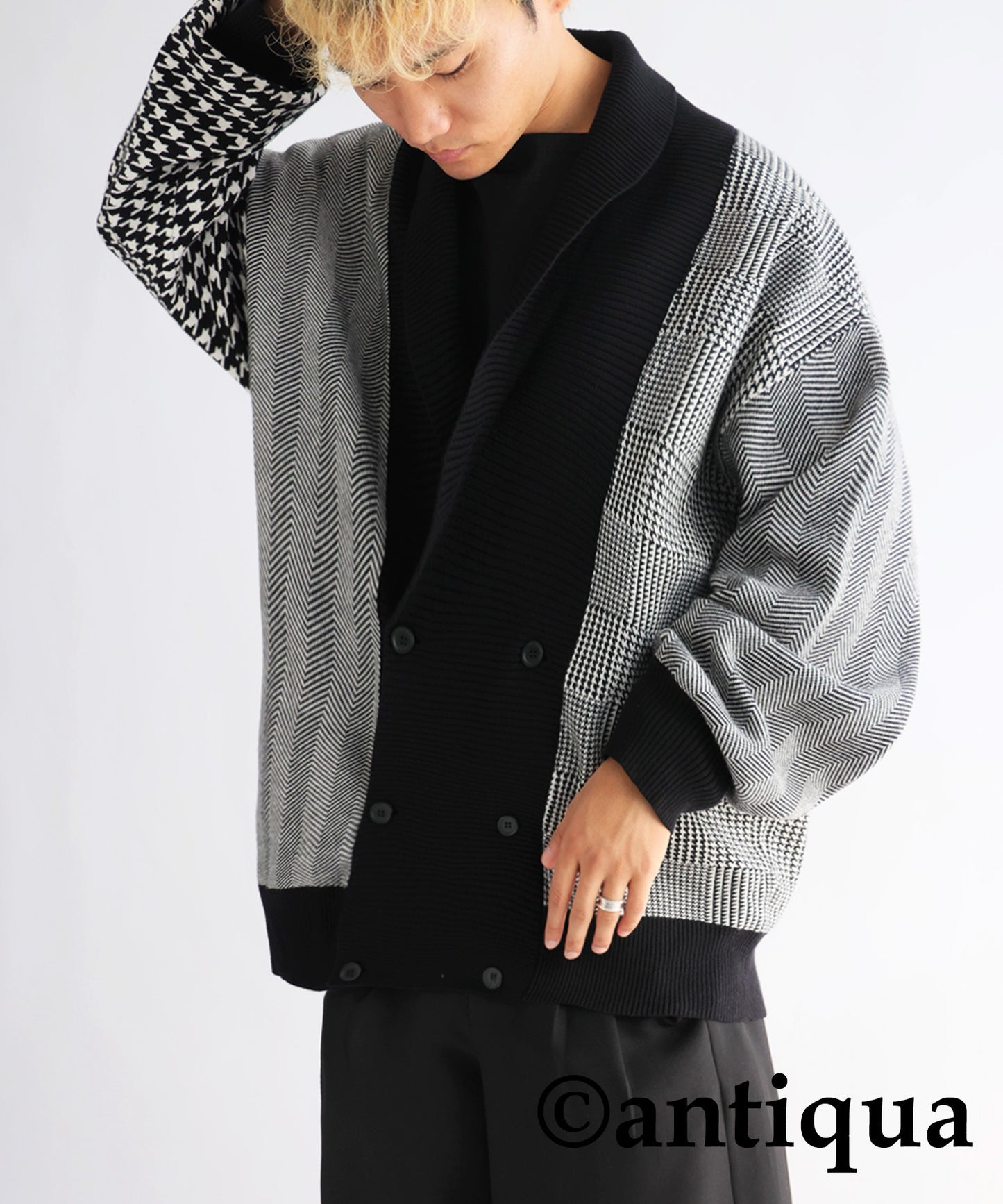 Houndstooth Pattern Docking Cardigan Men's