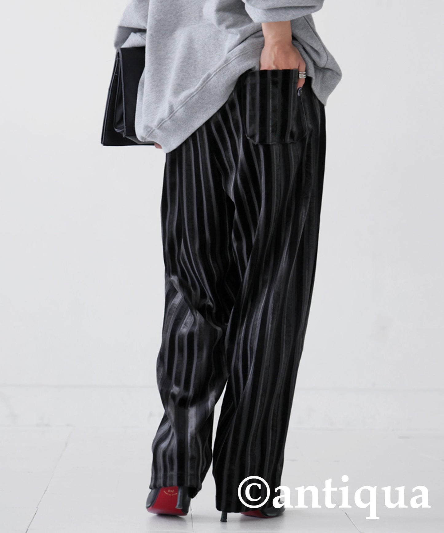 Stripe Velour Pants Ladies