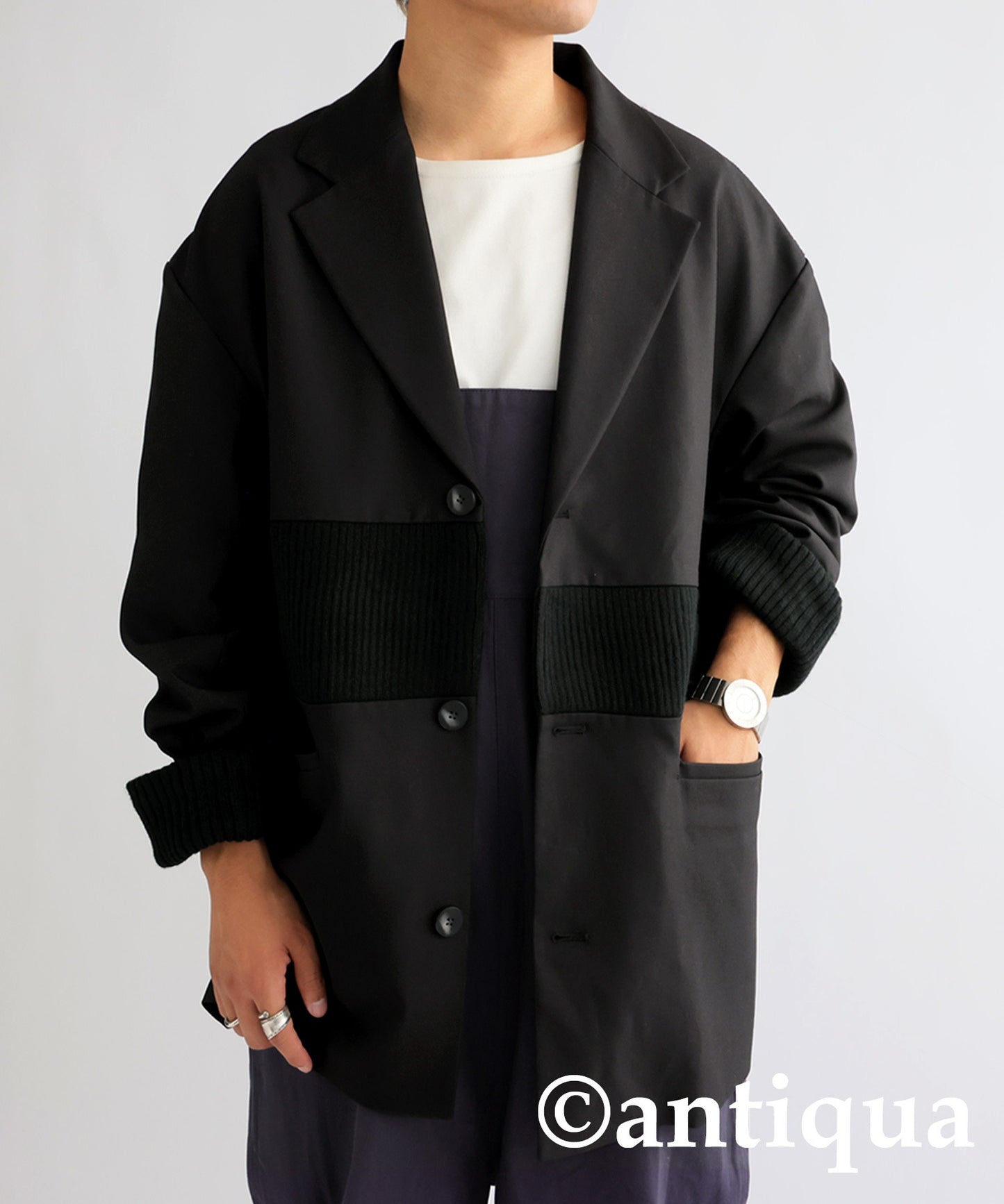 Different material Asymmetry Jacket Men's