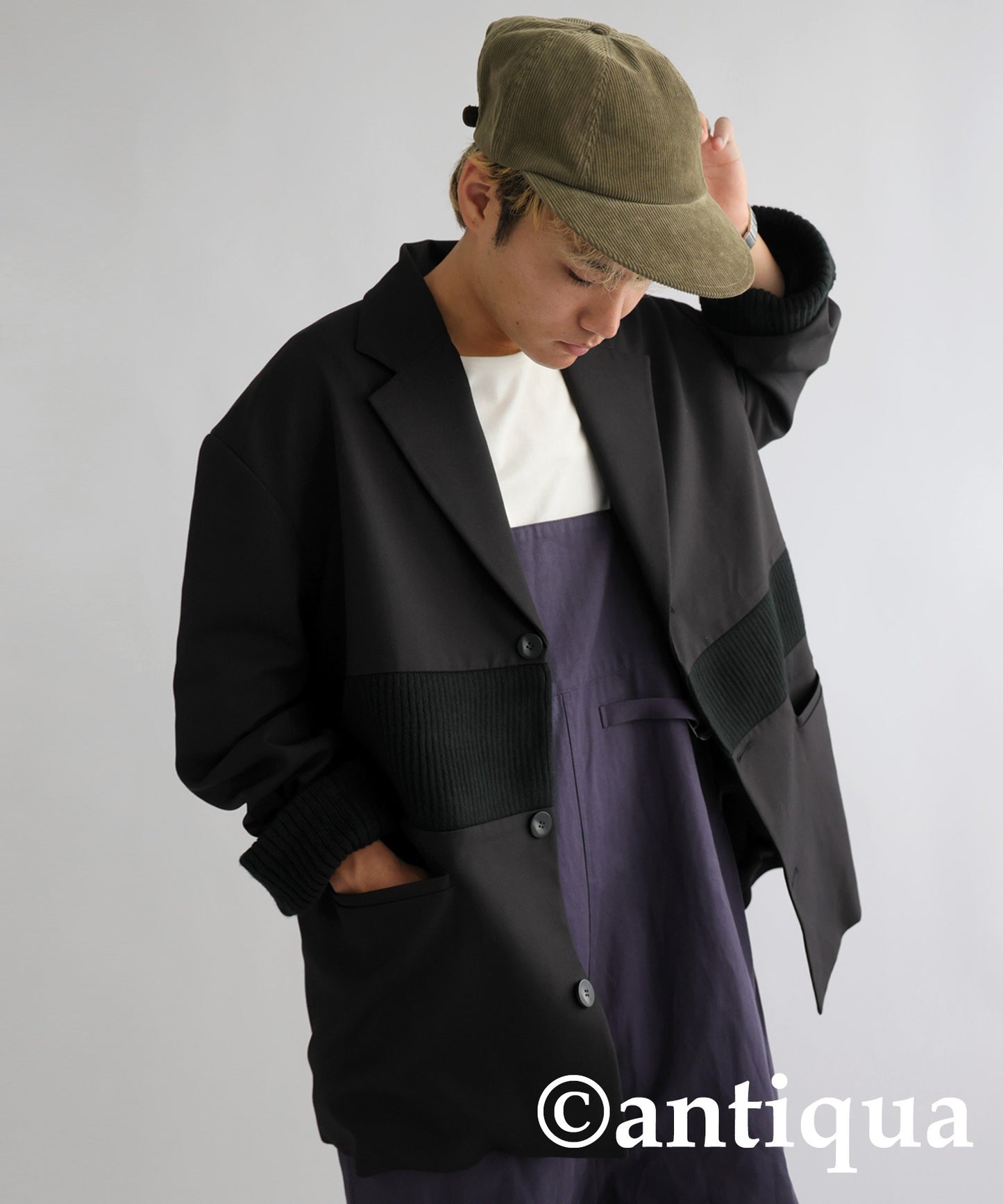 Different material Asymmetry Jacket Men's