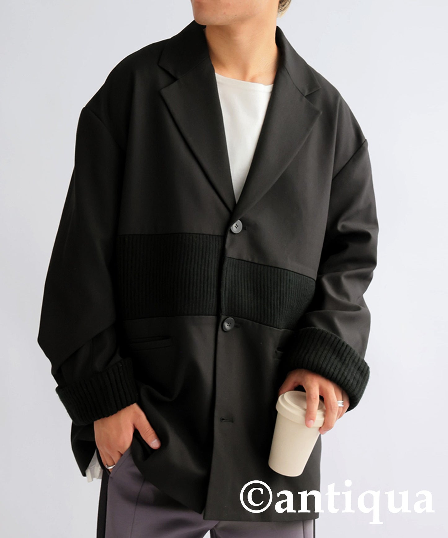 Different material Asymmetry Jacket Men's