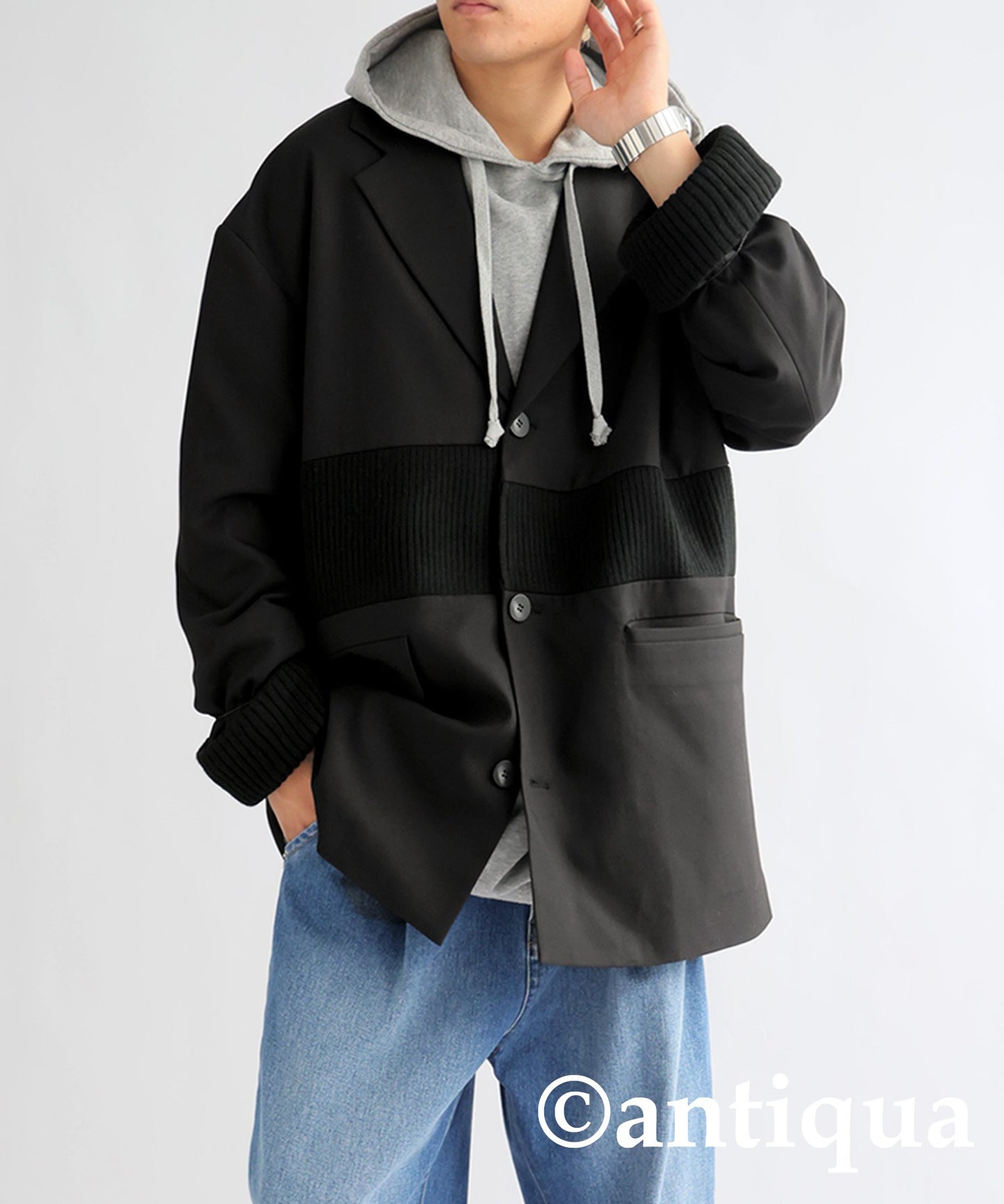 Different material Asymmetry Jacket Men's