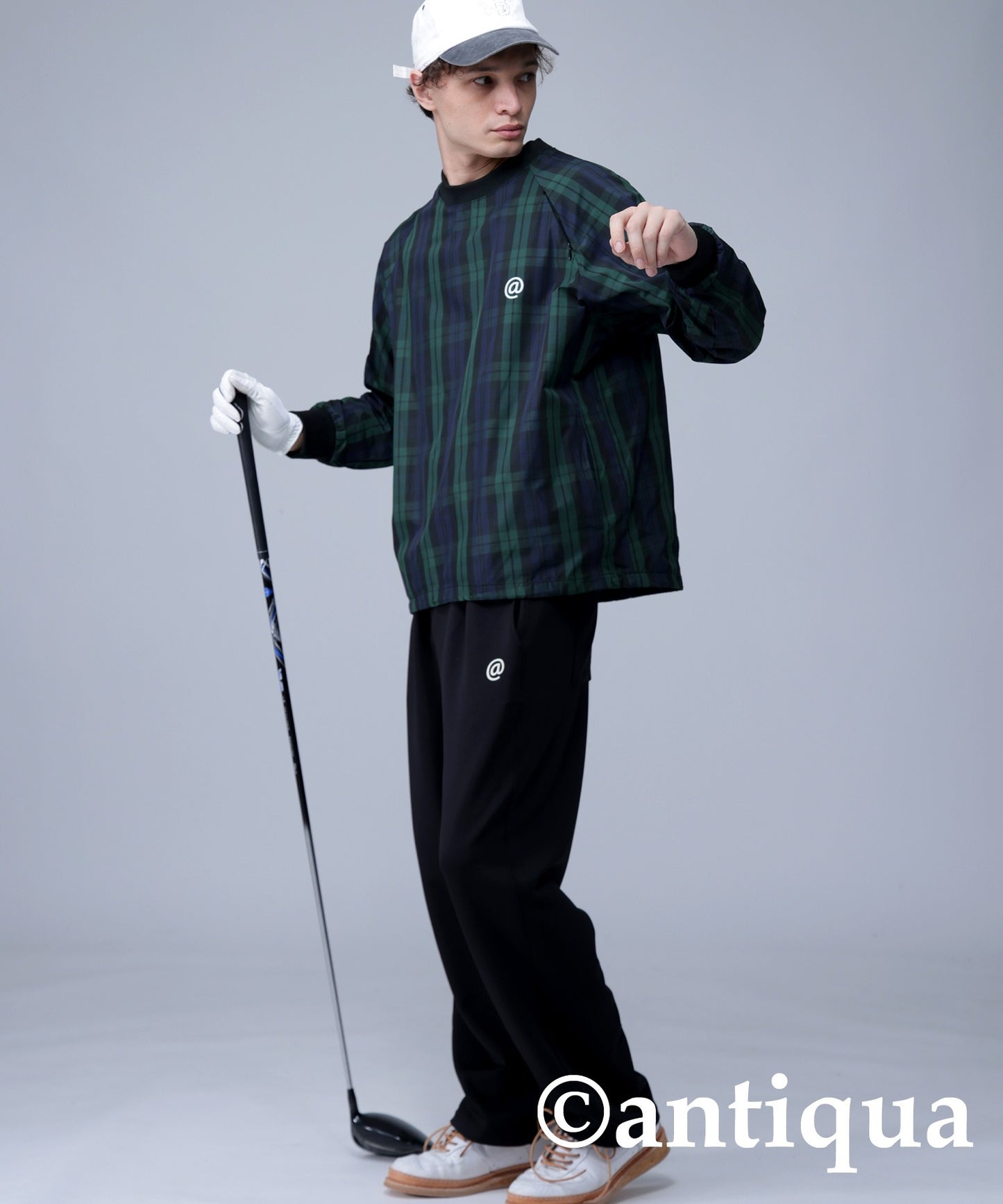 STCH × ANTIQUA GOLF UK -Style Check Logo Tops Men's