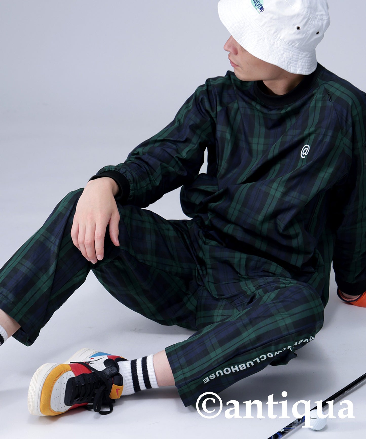 STCH × ANTIQUA GOLF UK -Style Check Logo Tops Men's