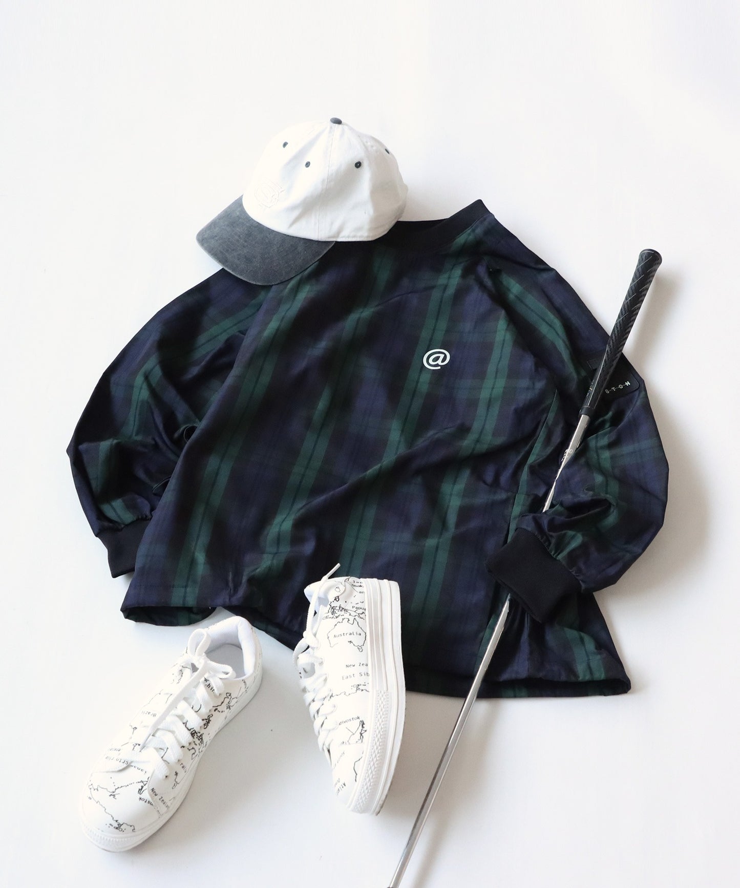 STCH × ANTIQUA GOLF UK -Style Check Logo Tops Men's