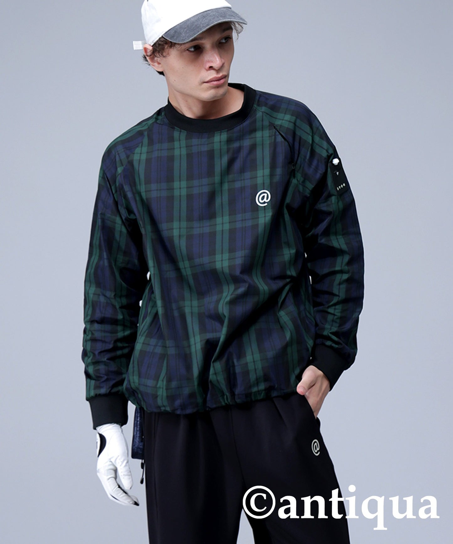 STCH × ANTIQUA GOLF UK -Style Check Logo Tops Men's