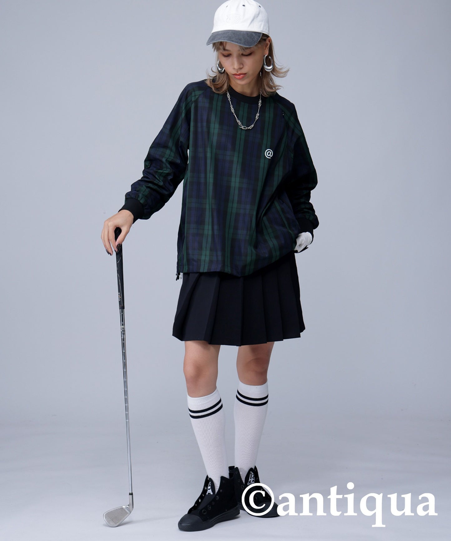 STCH × ANTIQUA GOLF UK -Style Check Logo Tops Ladies