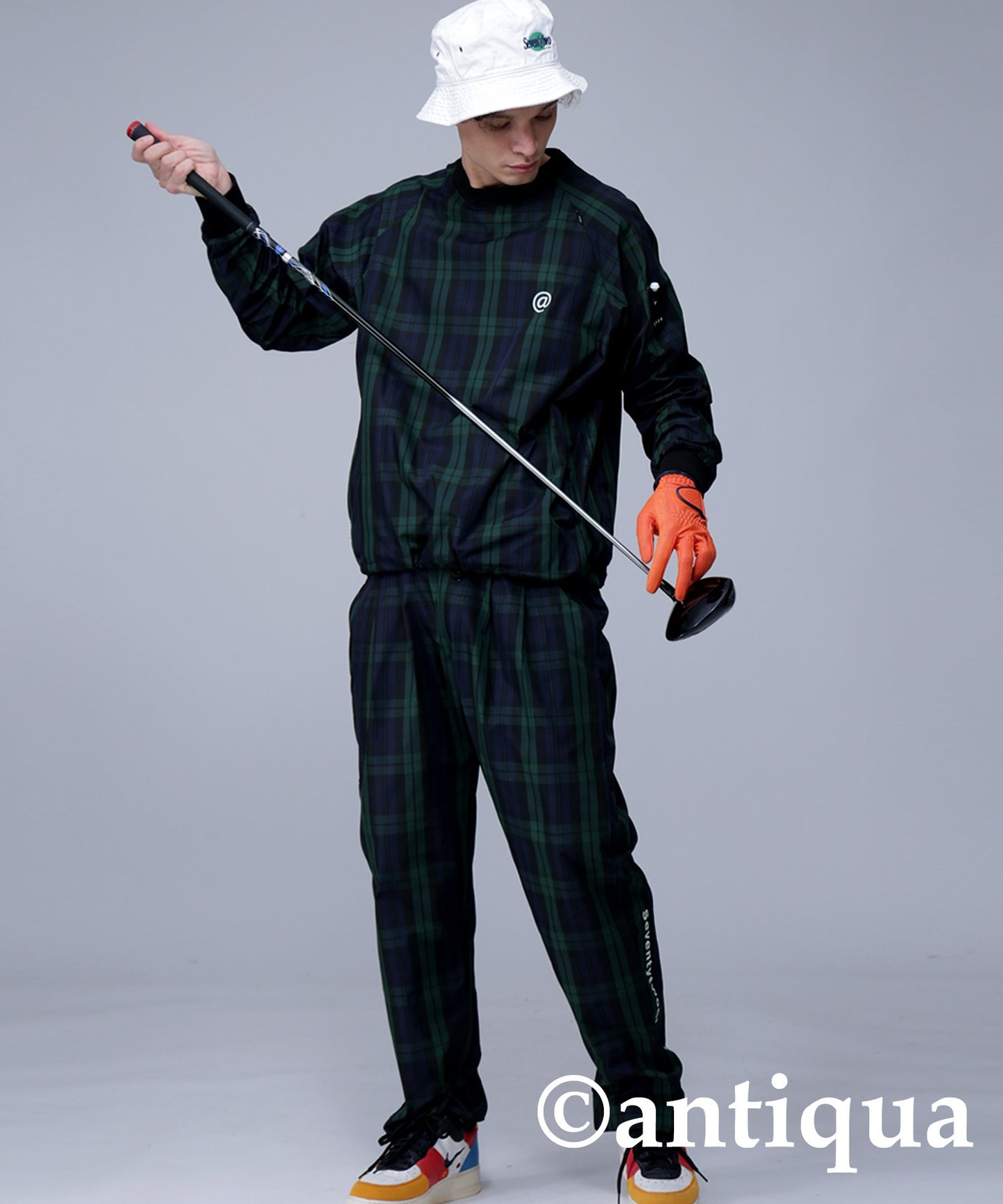 STCH × ANTIQUA GOLF UK -Style Check Logo Tops Men's