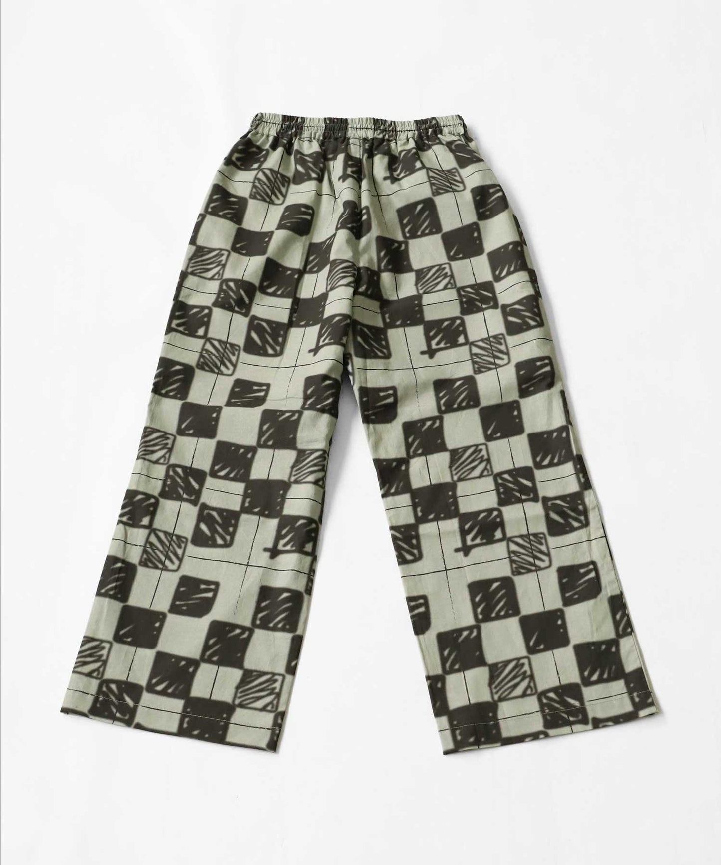 Block Check Pattern Straight Pants Ladies