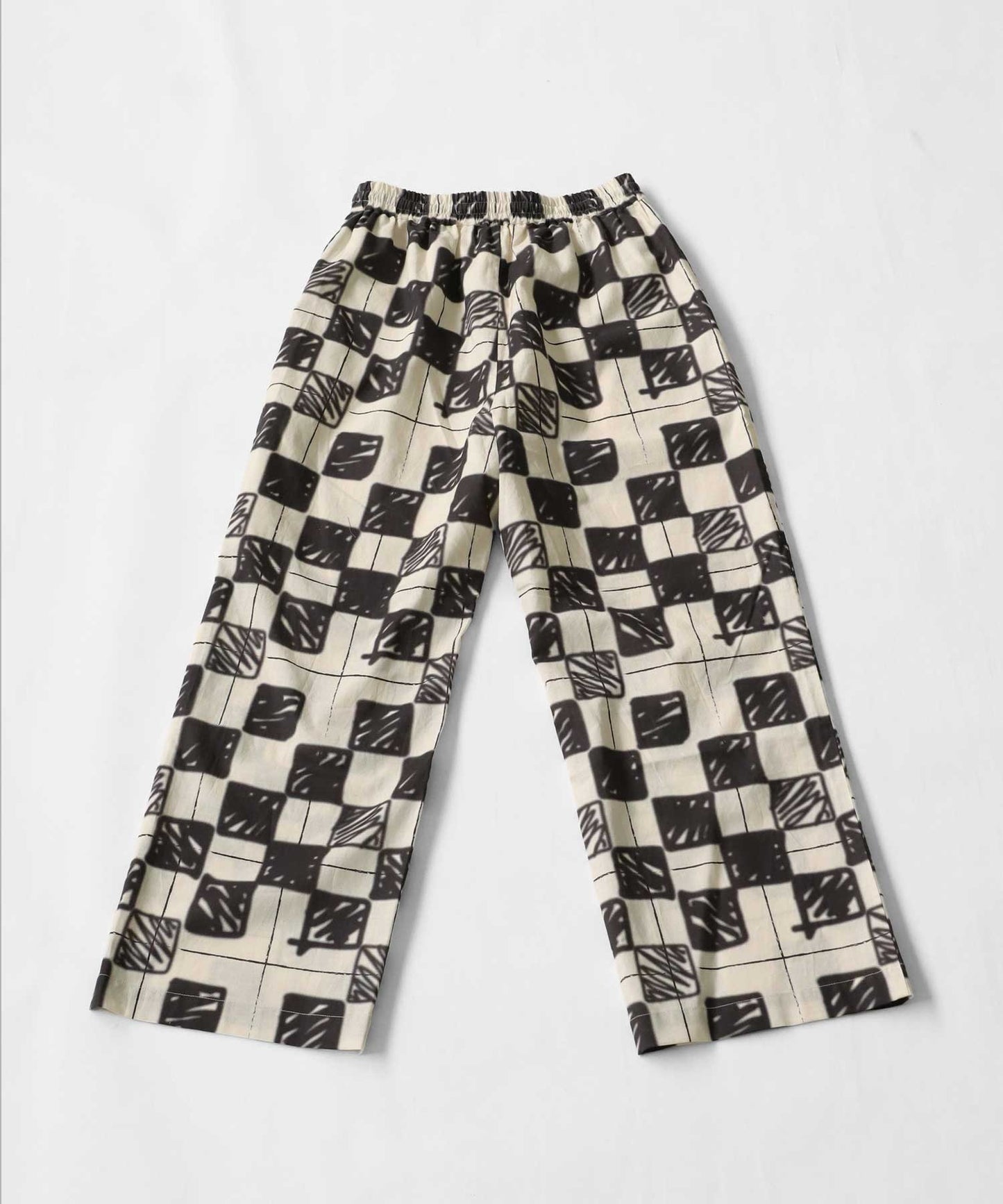 Block Check Pattern Straight Pants Ladies