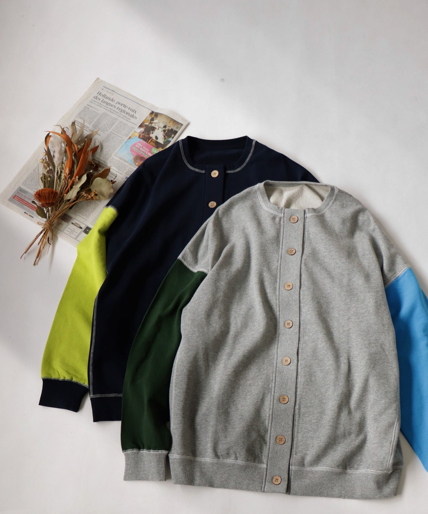 Color Stitch Cardigan Men's